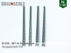 SET 4x Gittermasten (N 1:160) in Tan Fine Detail Plastic