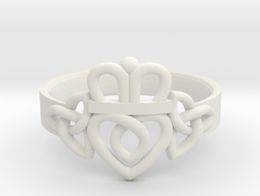 Triquetra Claddagh Ring in White Natural Versatile Plastic: 6 / 51.5