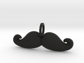 Mustache Pendant v2 in Black Natural Versatile Plastic