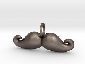 Mustache Pendant v2 in Polished Bronzed Silver Steel