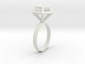Wireframe Diamond Ring (size 6) in White Natural Versatile Plastic