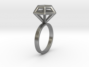 Wireframe Diamond Ring (size 6) in Natural Silver