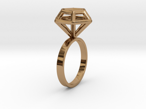 Wireframe Diamond Ring (size 6) in Polished Brass
