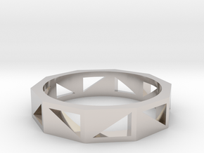 Triangle Pattern Ring in Rhodium Plated Brass