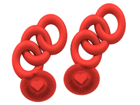 Bright Heart Earrings in Red Processed Versatile Plastic