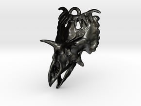 Kosmoceratops Earrings in Matte Black Steel