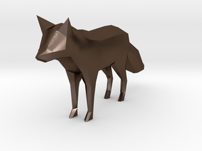 Low Poly Fox in Polished Bronze Steel