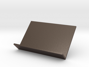 Business Card Stand V2 (card size 8,5x5,5 cm) in Polished Bronzed Silver Steel