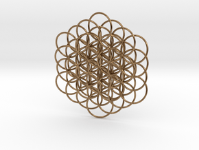 Knotted Flower Of Life Pendant in Natural Brass