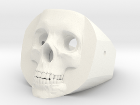 Skull Ring in White Processed Versatile Plastic: Medium