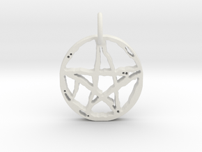 Rugged Pentacle 1 Keychain by Gabrielle in White Natural Versatile Plastic