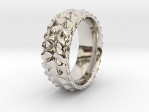 V RING 8 TRIMMED   in Rhodium Plated Brass: 10 / 61.5