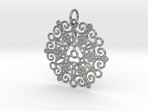 Round Cast Pattern Pendant in Natural Silver (Interlocking Parts)