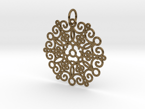 Round Cast Pattern Pendant in Natural Bronze (Interlocking Parts)