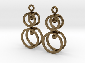Double Double  -- Earrings in Interlocking metal in Polished Bronze (Interlocking Parts)