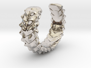 Hard Shred Cuff bracelet   Narrow  in Rhodium Plated Brass: Small