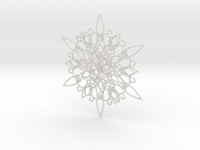 Floral Snowflake Christmas Ornament 1 in White Natural Versatile Plastic