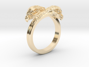 Ring double Eagles // Size US 10 3/4 in 14K Yellow Gold