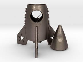 Rocket Toothstick Holder in Polished Bronzed Silver Steel