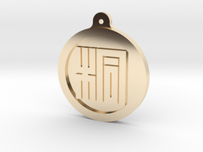 Kamon Pendant - 30mm - Traditional spaces in 14k Gold Plated Brass