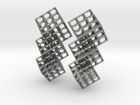 Triple Matrix Earrings in Natural Silver (Interlocking Parts)