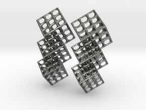 Triple Matrix Earrings in Polished Silver (Interlocking Parts)