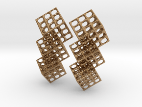 Triple Matrix Earrings in Polished Brass (Interlocking Parts)