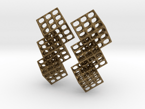 Triple Matrix Earrings in Natural Bronze (Interlocking Parts)