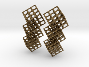 Triple Matrix Earrings in Polished Bronze (Interlocking Parts)