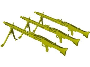 1/24 scale WWII Wehrmacht MG-42 machineguns x 3 in Tan Fine Detail Plastic
