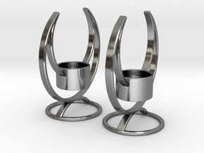 Solstice Candle Holder Pair in Polished Silver