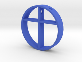 Cross pendant for men. in Blue Processed Versatile Plastic