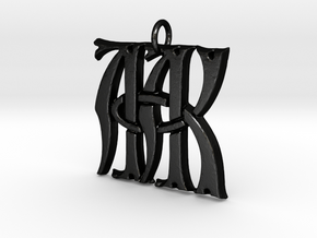 Monogram Initials AAK Pendant  in Matte Black Steel