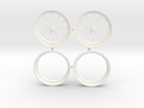 12 Spoke front drag wheels 1/12 in White Processed Versatile Plastic