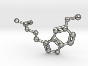 Melatonin Molecule Keychain in Natural Silver