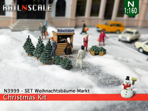 SET Weihnachtsbäume-Markt (N 1:160) in Tan Fine Detail Plastic