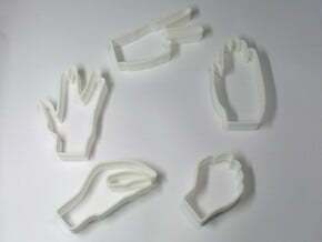 Rock-paper-scissors cookie cutters ext. version in White Processed Versatile Plastic