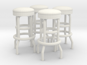 50's soda fountain bar stool 02. 1:22 Scale in White Natural Versatile Plastic