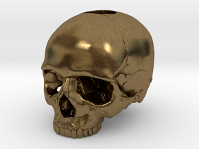 30mm 1.18in  Keychain Skull (8mm/0.31in hole) in Natural Bronze
