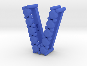 Pendentif Initial, letter "V"  in Blue Processed Versatile Plastic