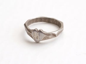 Faceted Heart Ring  in Polished Bronzed Silver Steel: 7 / 54