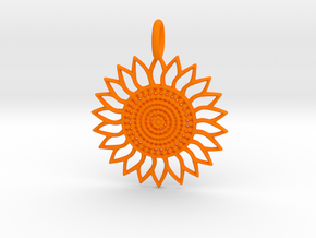 Sunflower Pendant in Orange Processed Versatile Plastic