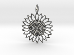 Sunflower Pendant in Natural Silver