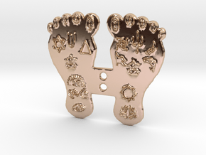 Goddess Mahalakshmi's Paduka Feet Frame Plaque in 14k Rose Gold Plated Brass