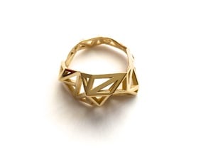 Brass Slim Triangulated Ring in Polished Brass: 7 / 54