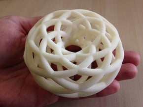 doubleishTorus 6 loop Large in White Natural Versatile Plastic