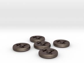 Plus/Minus Counters (Batch of 5) in Polished Bronzed Silver Steel