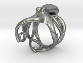 Octopus Ring 23.4mm(American Size 14.5) in Natural Silver