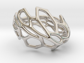 Hexawave Ring-S size in Rhodium Plated Brass