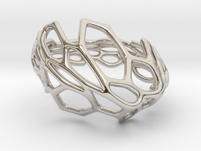 Hexawave Ring-M size in Rhodium Plated Brass